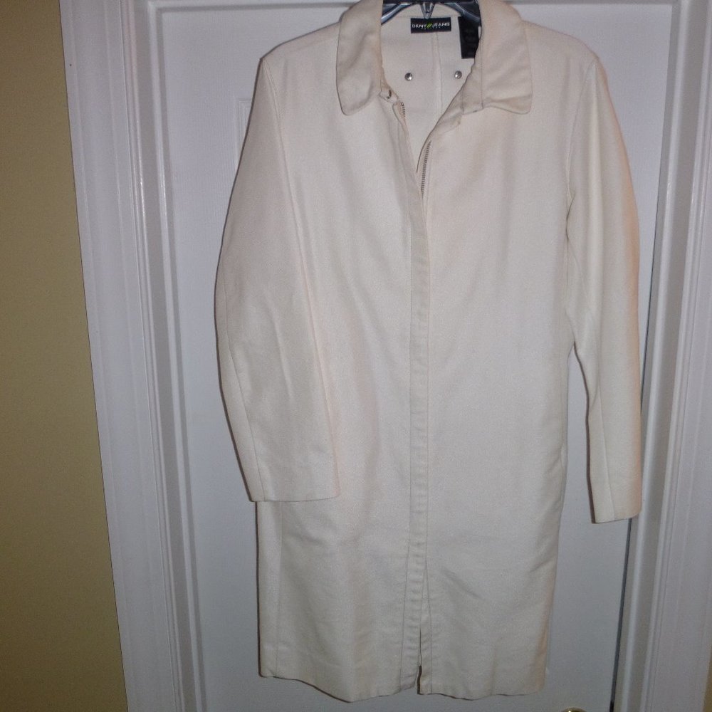 DKNY Jeans Women's Ivory / Cream Denim Coat